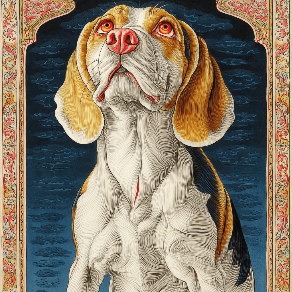 Persian miniature painting pet portrait example