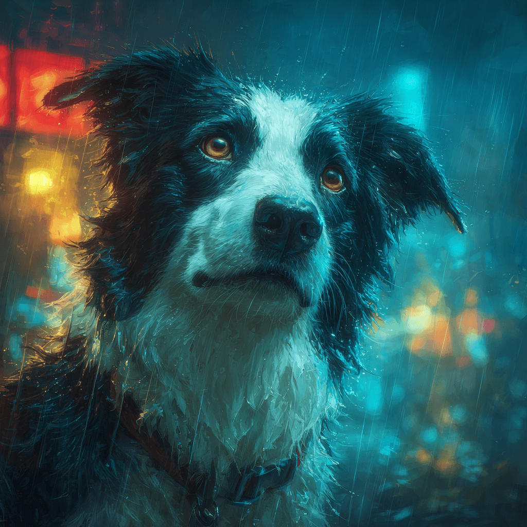 Cyberpunk anime key visual pet portrait example