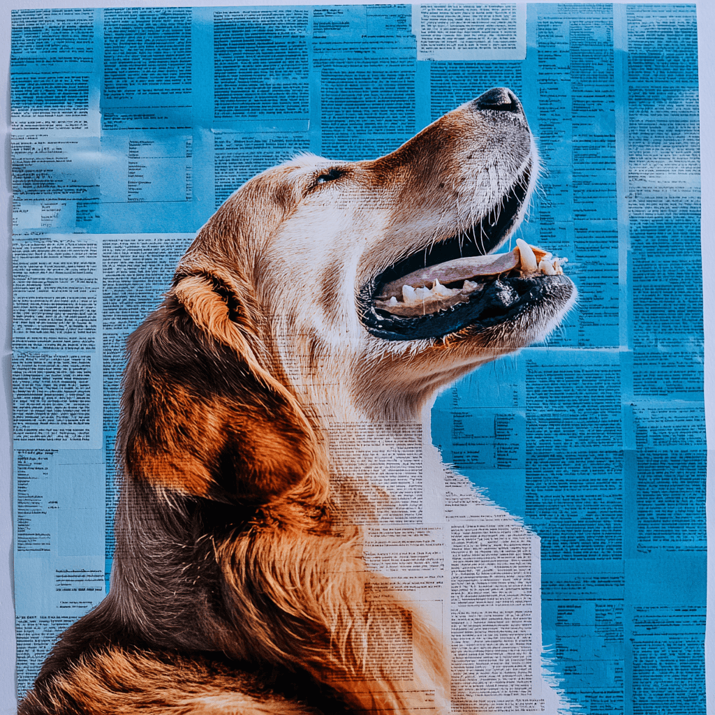 Collage cut-and-paste zine pet portrait example