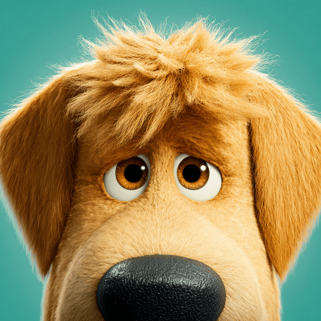 Pixar‑like 3D character render (family friendly) pet portrait example