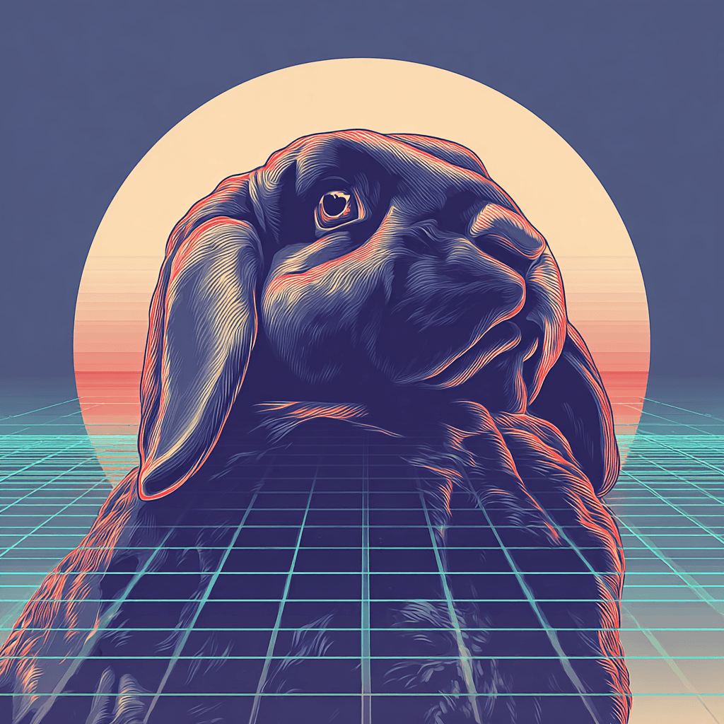 1980s neon outrun / synthwave pet portrait example