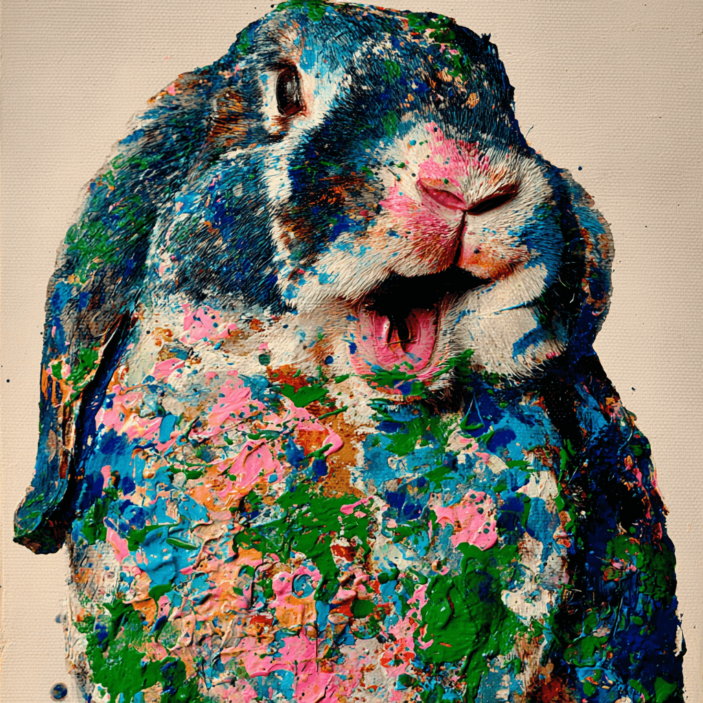 Abstract expressionist paint splatter pet portrait example