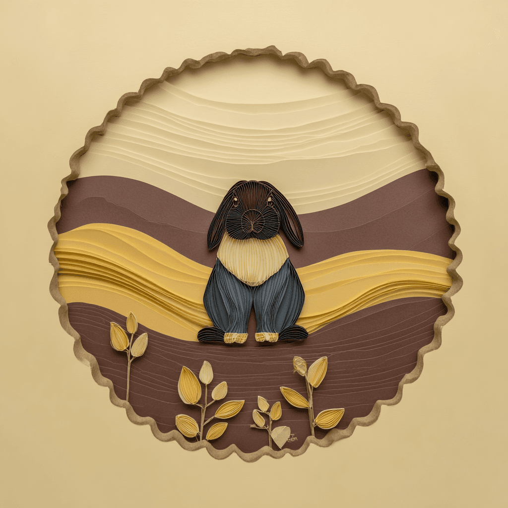 Paper-cut craft diorama pet portrait example