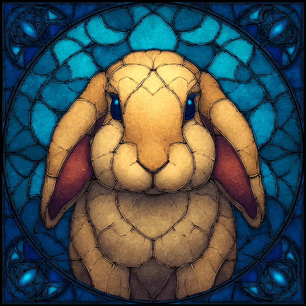 Stained glass window style pet portrait example