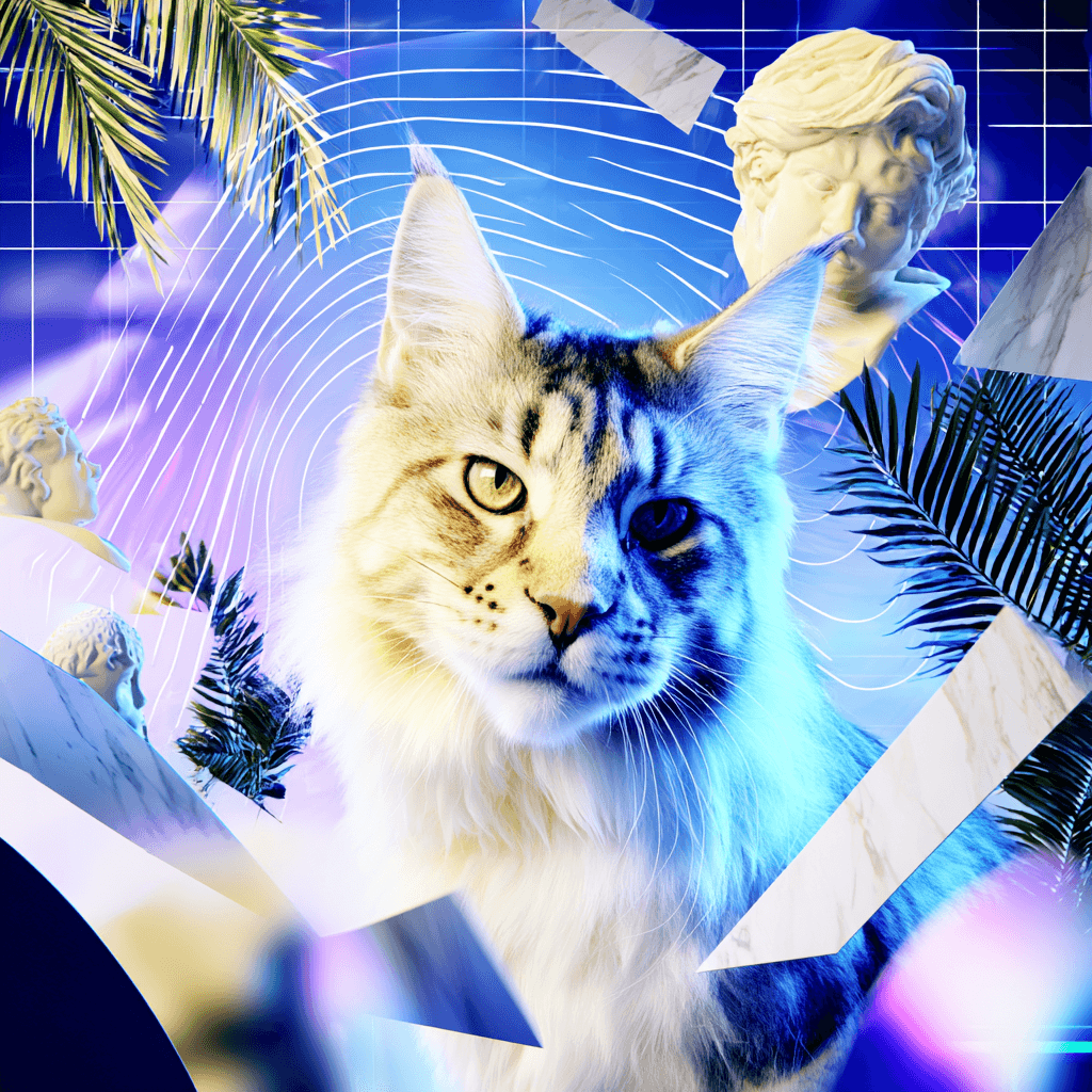 Vaporwave collage pet portrait example