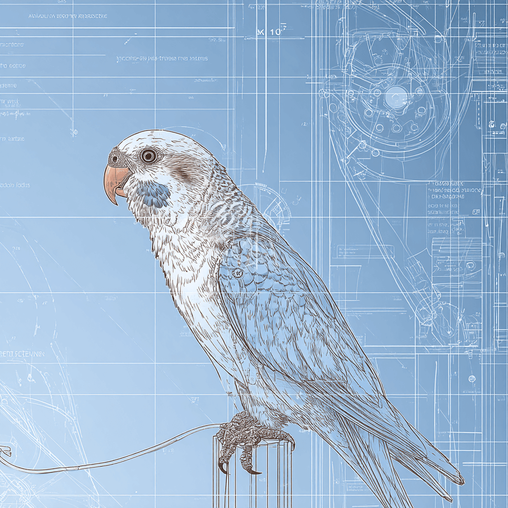 Mecha blueprint art pet portrait example