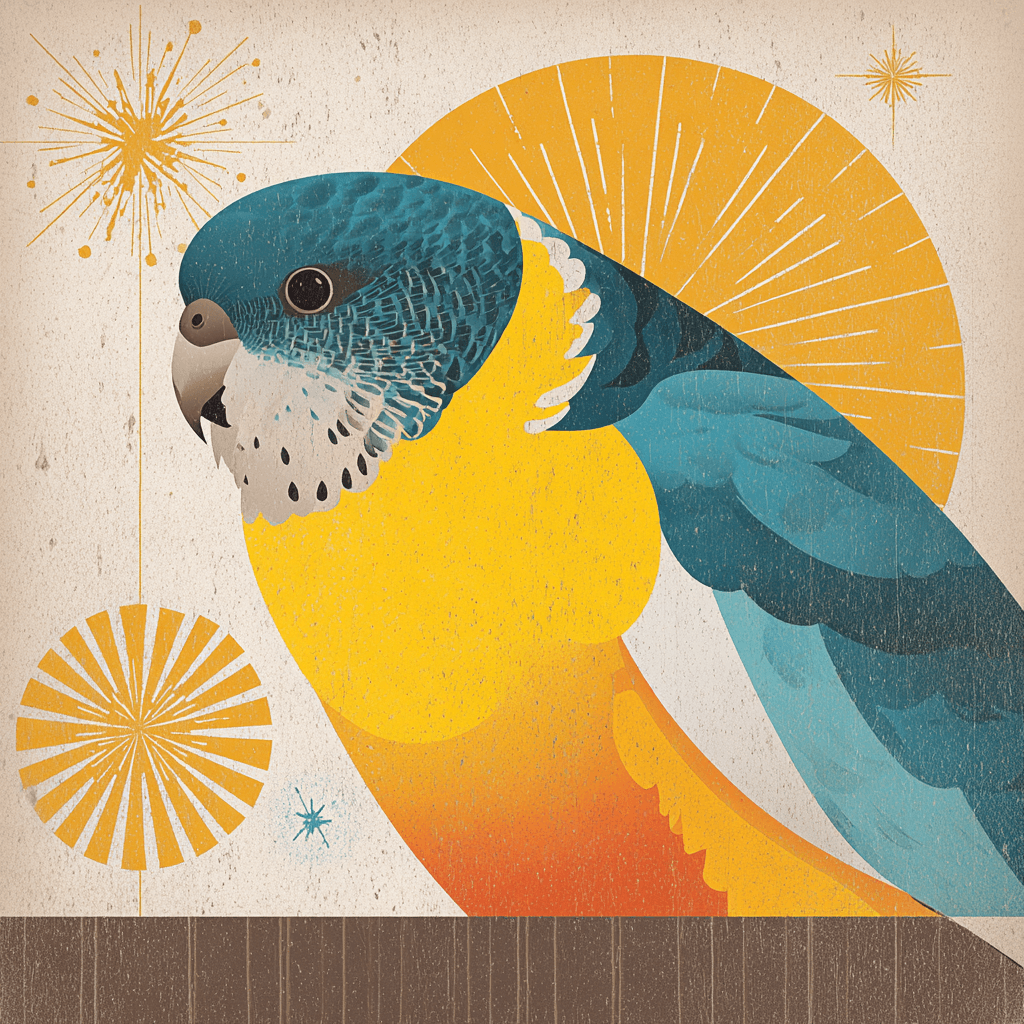 Mid‑century modern print pet portrait example