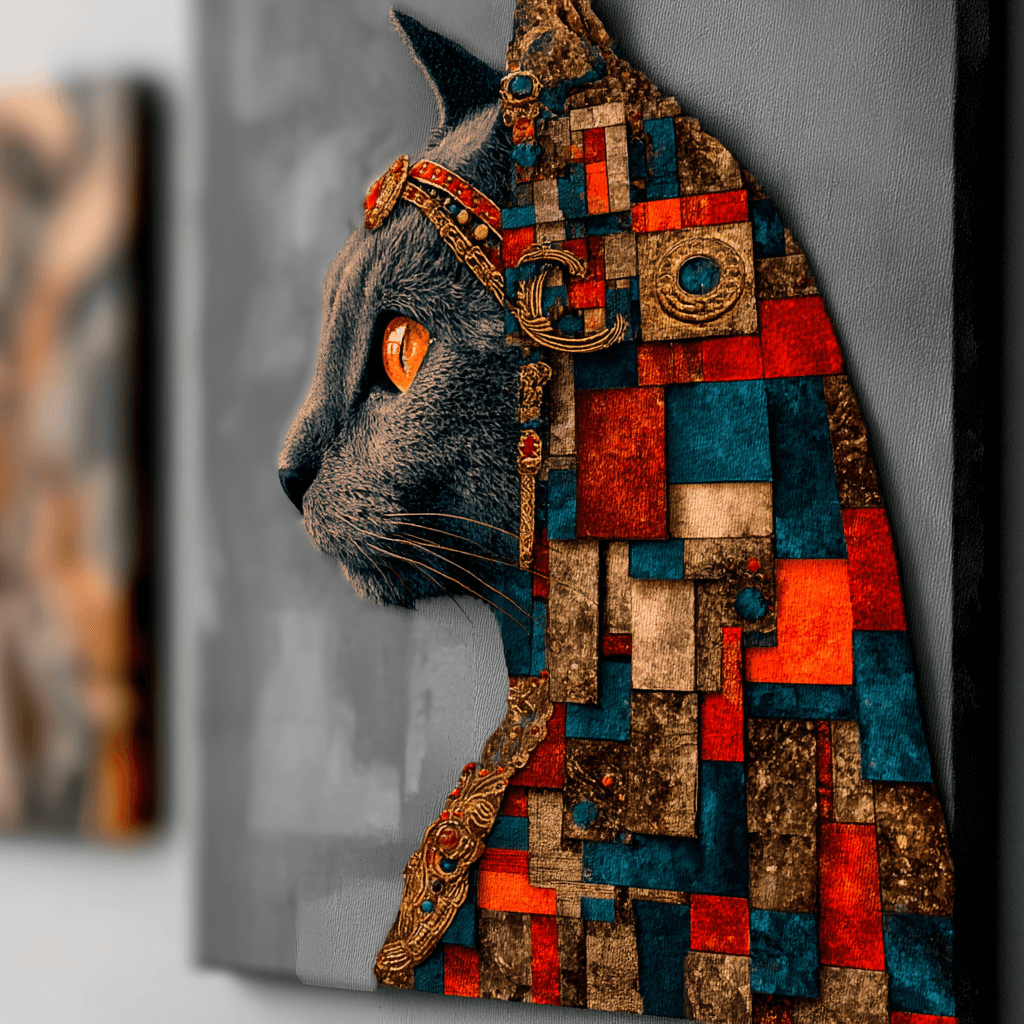Ancient Egyptian fresco profile pet portrait example
